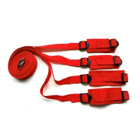 1 Set Of BDSMS Bed Restraints Kit; Wrist Leg Restraint System Hand & Ankle Cuff Bed Restraints Sex Bondage Position Support Sling Sex Play - Red - A