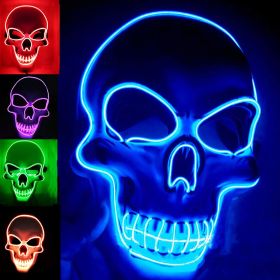 Halloween Mask LED Light up Costumes Scary Mask for Party Supplies - blue